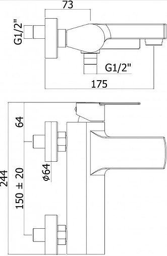 Смеситель для ванны Paffoni Tango хром TA022CR