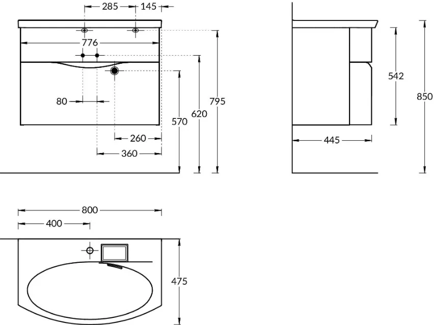 Тумба-умывальник подвесная Kerama Marazzi Riva 80 белый RV.80WHT.M+RV.wb.80 Тумба-умывальник подвесная Kerama Marazzi Riva 80 белый RV.80WHT.M+RV.wb.80, 2
