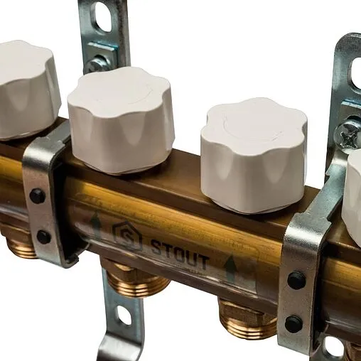 Группа коллекторная без расходомеров 4 отвода 1&quot;в/в x ¾&quot;ек Stout SMB 0468 000004