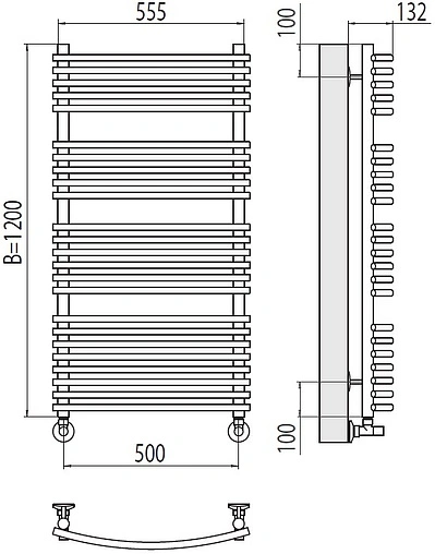 Полотенцесушитель водяной лесенка Terminus Марио П24 500х1200 полированная сталь 4670078530752