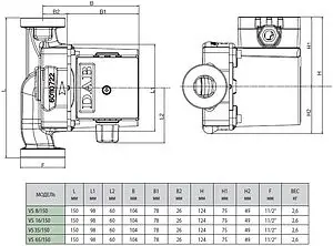 Насос циркуляционный для ГВС DAB VS 65/150 M 60182213H, 3
