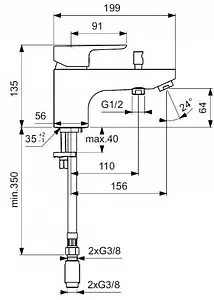 Смеситель на борт ванны на 1 отверстие Ideal Standard Ceraplan III хром B0769AA Смеситель на борт ванны на 1 отверстие Ideal Standard Ceraplan III хром B0769AA, 2