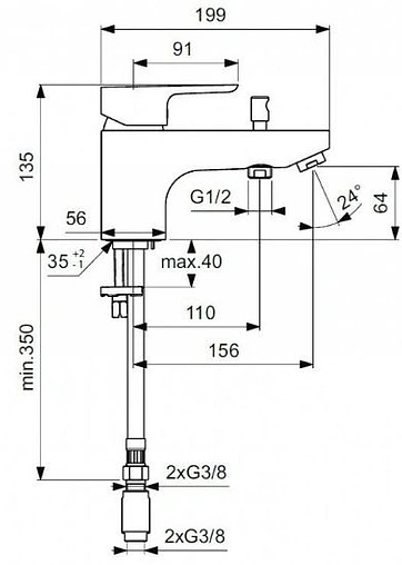 Смеситель на борт ванны на 1 отверстие Ideal Standard Ceraplan III хром B0769AA