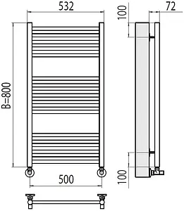Полотенцесушитель водяной лесенка Terminus Аврора П16 500х800 полированная сталь 4670078529312, 2