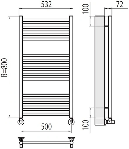 Полотенцесушитель водяной лесенка Terminus Аврора П16 500х800 полированная сталь 4670078529312
