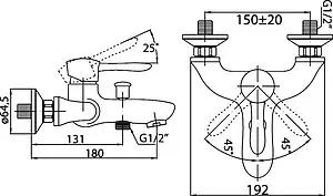 Смеситель для ванны BelBagno Oglio хром OGL-VASM-CRM, 2