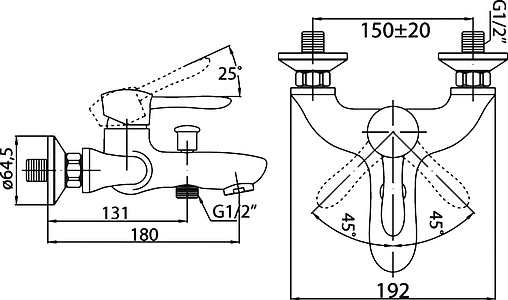Смеситель для ванны BelBagno Oglio хром OGL-VASM-CRM