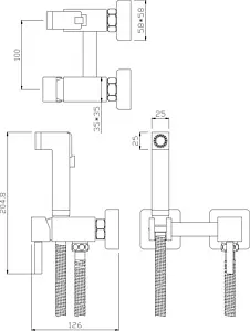 Гигиенический душ со смесителем Rossinka хром X25-54 Гигиенический душ со смесителем Rossinka хром X25-54, 2