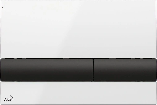 Клавиша смыва для унитаза AlcaPlast M1710-8 кнопки/черный глянцевый, панель/белый глянцевый