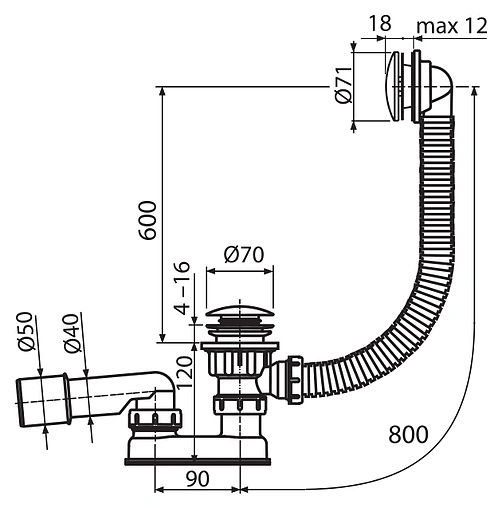 Слив-перелив для ванны Ravak хром X01472