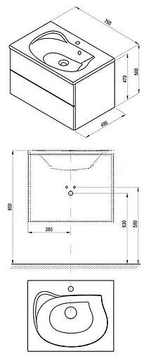 Тумба под умывальник подвесная Ravak SD Rosa II 76 белый/береза X000001294
