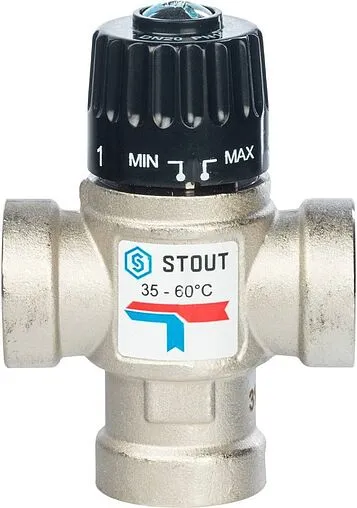 Трехходовой термостатический смесительный клапан ¾&quot; +35...+60°С Kvs 1.6 Stout SVM-0010-166020