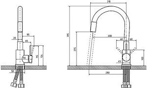 Смеситель для кухни с гибким изливом Osgard Gron Flex никель/чёрный 84283, 2
