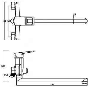 Смеситель для ванны с длинным изливом Swedbe Kronos хром 2050 Смеситель для ванны с длинным изливом Swedbe Kronos хром 2050, 2