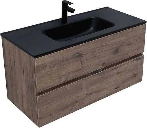 Тумба-умывальник подвесная Aquanet Алвита New 100 дуб веллингтон/табак 00334188+00254365