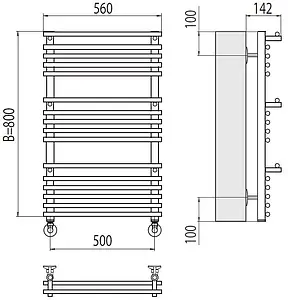 Полотенцесушитель водяной лесенка Terminus Вента люкс П16 500х800 полированная сталь 4670078529510, 2