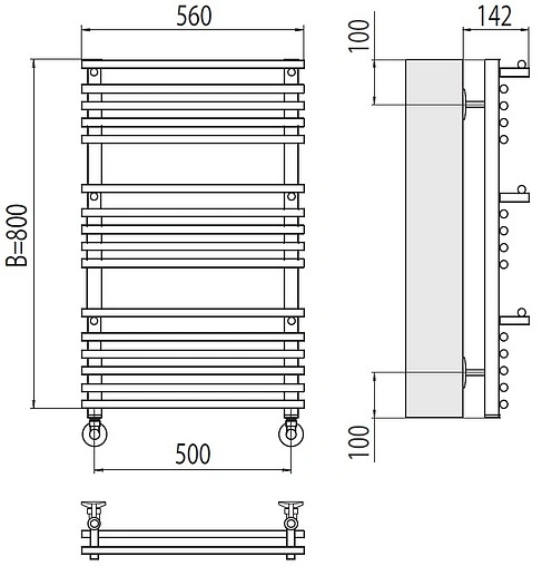 Полотенцесушитель водяной лесенка Terminus Вента люкс П16 500х800 полированная сталь 4670078529510