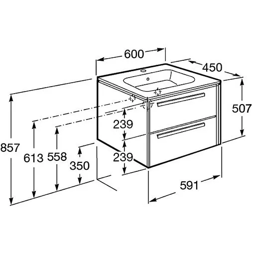 Тумба под умывальник подвесная Roca Lago 60 дуб светлый 857295444