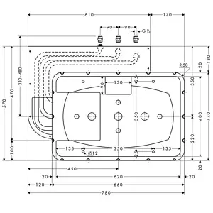 Скрытая часть для верхнего душа Hansgrohe Raindance Rainmaker 680/460 3jet 28414180, 2