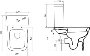 Унитаз-компакт BelBagno Lago белый BB128CP+BB128T Унитаз-компакт BelBagno Lago белый BB128CP+BB128T, 2