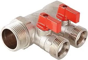 Коллектор запорный проходной 2 отвода 1"в/н x ¾"ек Valtec VTc.580.NE.0602 Коллектор запорный проходной 2 отвода 1"в/н x ¾"ек Valtec VTc.580.NE.0602, 1