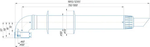 Комплект дымохода Антилед Ø 60/100мм L=1000мм Krats Антилёд KTL-01V-1
