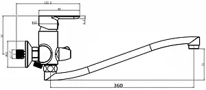 Смеситель для ванны с длинным изливом Swedbe Ares хром 1955 Смеситель для ванны с длинным изливом Swedbe Ares хром 1955, 2