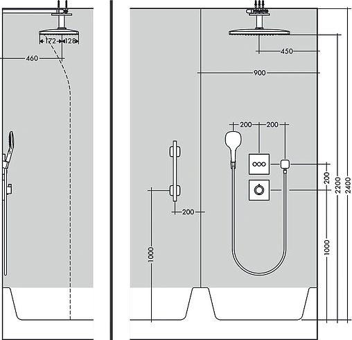 Лейка верхнего душа с потолочным креплением Hansgrohe Rainmaker Select 460 2jet белое стекло/хром 24004400