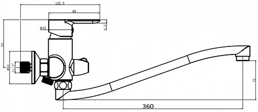Смеситель для ванны с длинным изливом Swedbe Ares хром 1955 Смеситель для ванны с длинным изливом Swedbe Ares хром 1955