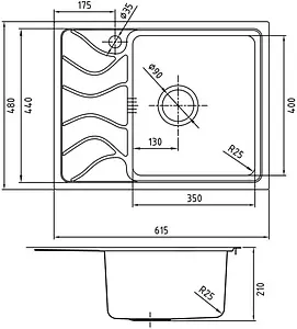 Мойка кухонная IDDIS Reeva 65 R хром REE61SRi77K, 2