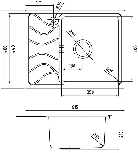 Мойка кухонная IDDIS Reeva 65 R хром REE61SRi77K