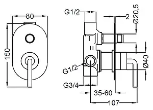 Смеситель для ванны скрытого монтажа Cezares Eco хром ECO-VDIM-01-Cr, 2