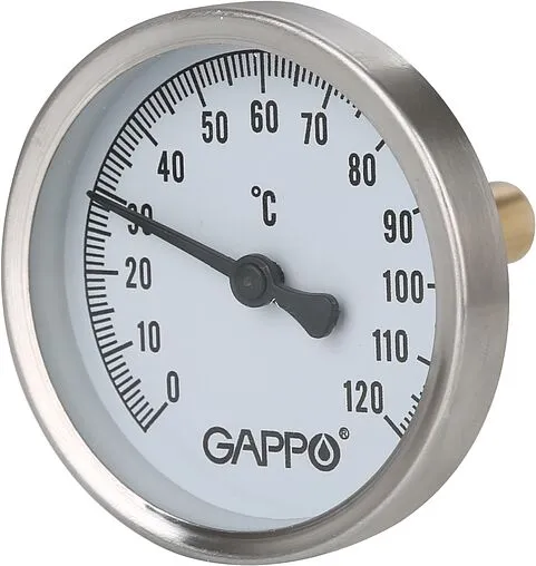 Термометр биметаллический Gappo 63мм 120°С гильза 50мм ½&quot; G1474