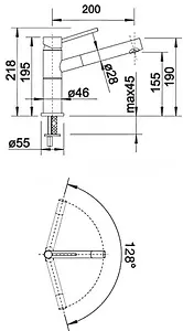 Смеситель для кухни с выдвижным изливом Blanco Alta-S чёрный/хром 526161 Смеситель для кухни с выдвижным изливом Blanco Alta-S чёрный/хром 526161, 2