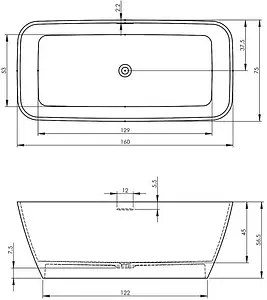 Ванна отдельностоящая из искусственного камня Riho Malaga 160x75 белый B123001105 Ванна отдельностоящая из искусственного камня Riho Malaga 160x75 белый B123001105, 2