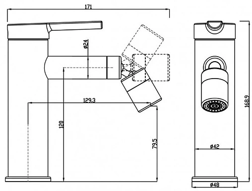 Смеситель для биде Swedbe Diana хром 1040 Смеситель для биде Swedbe Diana хром 1040