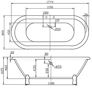 Ванна акриловая отдельностоящая BelBagno 177x80 BB21 Ванна акриловая отдельностоящая BelBagno 177x80 BB21, 2