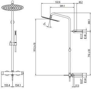 Душевая система со смесителем для душа Gattoni Circle One чёрный матовый 9095/PDNO Душевая система со смесителем для душа Gattoni Circle One чёрный матовый 9095/PDNO, 2