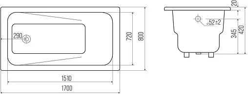 Ванна чугунная Goldman Art 170x80 AT17080