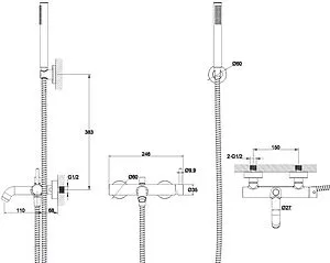 Смеситель для ванны WHITECROSS Y black чёрный матовый Y1231BL Смеситель для ванны WHITECROSS Y black чёрный матовый Y1231BL, 2