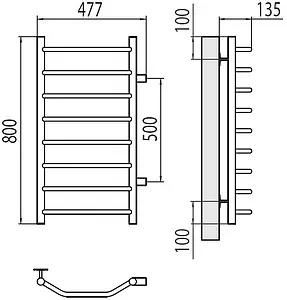 Полотенцесушитель водяной лесенка Terminus Виктория П8 400х800 бп500 полированная сталь 4670078530097, 2