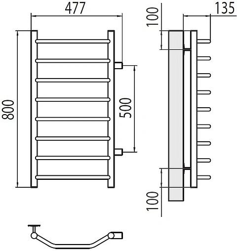 Полотенцесушитель водяной лесенка Terminus Виктория П8 400х800 бп500 полированная сталь 4670078530097