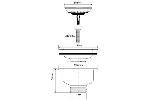 Выпуск с корзиной для мойки Mc Alpine хром MRSKW7ST