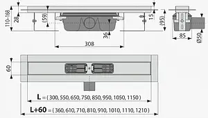 Лоток душевой 1050мм h=95мм 1.15л/сек AlcaPlast APZ6-1050 Professional Лоток душевой 1050мм h=95мм 1.15л/сек AlcaPlast APZ6-1050 Professional, 2
