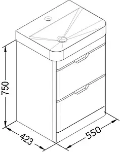 Тумба-умывальник напольная ISVEA Fonte 57 серый 21USS040057I+10SQ50057SV, 2