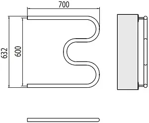 Полотенцесушитель водяной Terminus М-образный AISI 1&quot; БШ 600х700 полированная сталь 4620768880964, 2