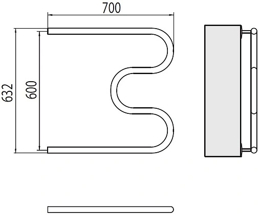 Полотенцесушитель водяной Terminus М-образный AISI 1&quot; БШ 600х700 полированная сталь 4620768880964