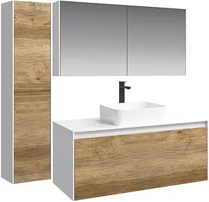 Тумба-умывальник подвесная Aqwella Mobi 120 белый/дуб балтийский MOB0112W+MOB0712DB+641945 Тумба-умывальник подвесная Aqwella Mobi 120 белый/дуб балтийский MOB0112W+MOB0712DB+641945, 3