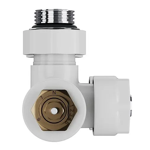 Узел нижнего подключения радиатора терморегулирующий угловой правый 15x1.0 x ¾&quot;ек (½&quot;н) Royal Thermo Design Pro белый RANPU11215WH