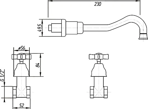 Смеситель для раковины из стены Migliore Princeton золото ML.PRN-869.Do
